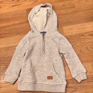 7 For All Mankind Toddler Boys Gray Quarter Zip Hoodie Sweatshirt 12 Months